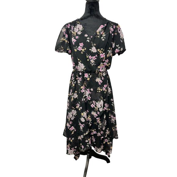 Betsey Johnson Retro V-Neck Floral High Low Dress Size 6 Bold Vintage Chic Party - Picture 3 of 11